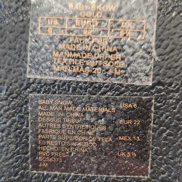 Stuart Weitzman Girls Glitter Gold Sparkle Black Faux Fur Snow Boots 6C Worn 1X - Picture 9 of 11